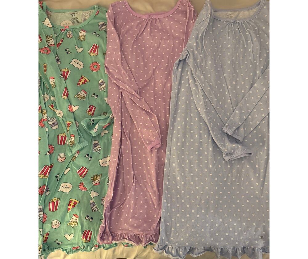 Carter's nightgown bundle blue purple teal size 8-10